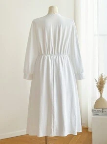 SHEIN Frenchy Plus Size Casual Elegant Bowknot Wrap Long Dress