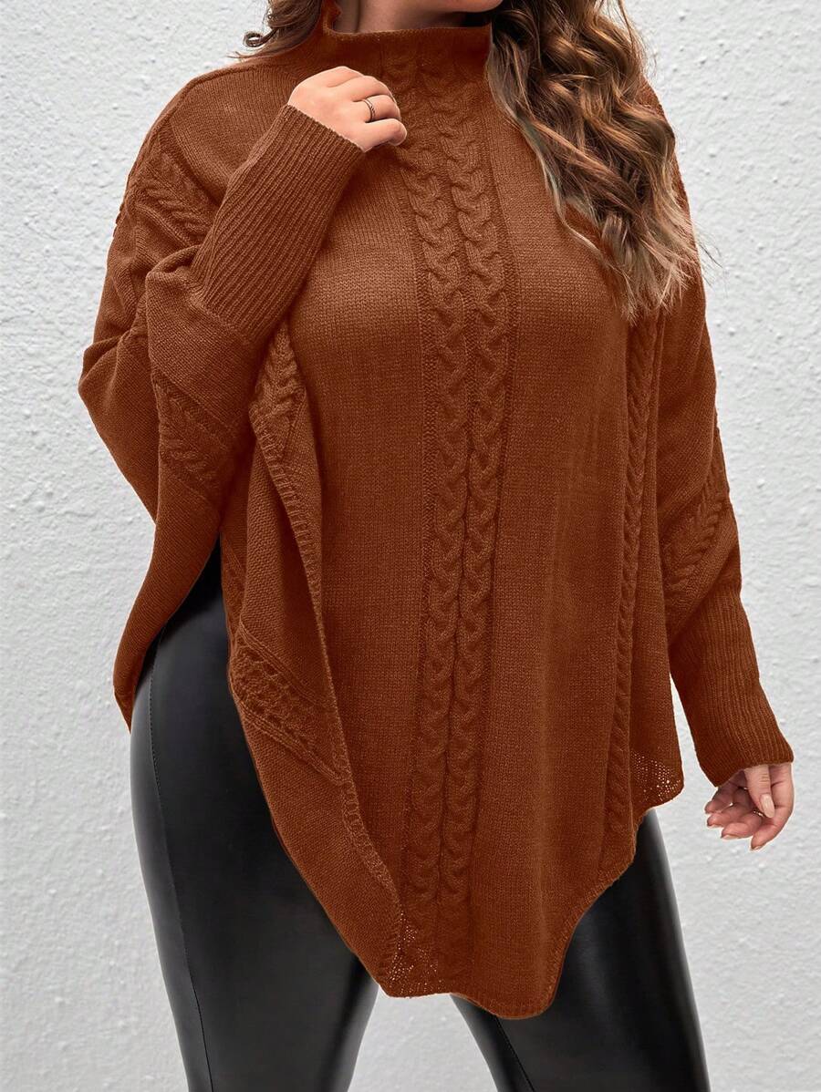 EMERY ROSE 大码纯色高领毛衣，简约时尚，适合日常休闲穿着，也是秋季秋季针织套头衫的理想之选。 - 咖啡棕 - 查看 1