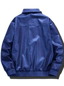 Manfinity LEGND Chaqueta para hombre con bolsillo con solapa y cremallera delantera, con corte holgado