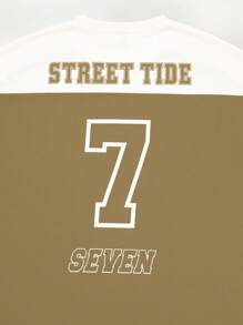 Manfinity EMRG Áo thun nam cổ tròn tay ngắn in chữ màu khối - xanh quân đội - Xem 5