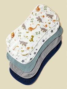 paquete de 5 paños de algodón tipo toalla para eructos de bebé niño, con estampado de dinosaurios, suaves y absorbentes