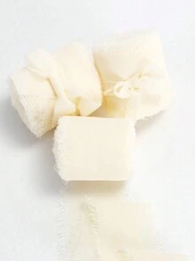 SHEIN 1 قطعة / 5 قطع شريط حافة الشيفون 4 سم * 6.5 متر للزينة في الزفاف، التزيين، الدعوات، المنزل، هدايا ومناسبات أخرى - أبيض - أبيض - مشاهدة 2