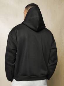 SUMWON Sudadera con capucha con bolsillo tipo canguro, estilo universitario, de peso pesado, con bordado de LA de lujo para atletismo, para otoño e invierno