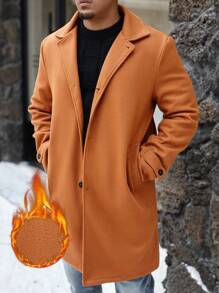 Manfinity Homme 1pc Men's Solid Color Lapel Jacket, Casual For Autumn - Brown - View 4