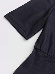 EMERY ROSE Women's Floral Print Round Neck Short Sleeve Mid-Length Elegant Dress - Multicolor - View 4