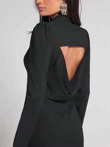 COSMINA 1 bucată rochie neagră cu pulover fără spate, toamnă/iarnă - Negru - Vizualizare 7