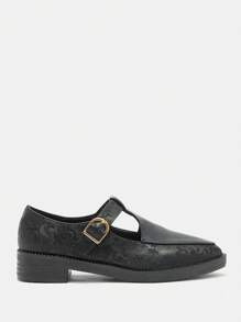 CUCCOO CURVES Zapatos oxford de mujer con suela gruesa y plataforma, puntera puntiaguda, de color negro sólido, de slip-on y cordones, aptos para todas las estaciones