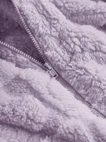 SHEIN Girlism 少女纯色 V 领休闲双面心形羊毛开衫