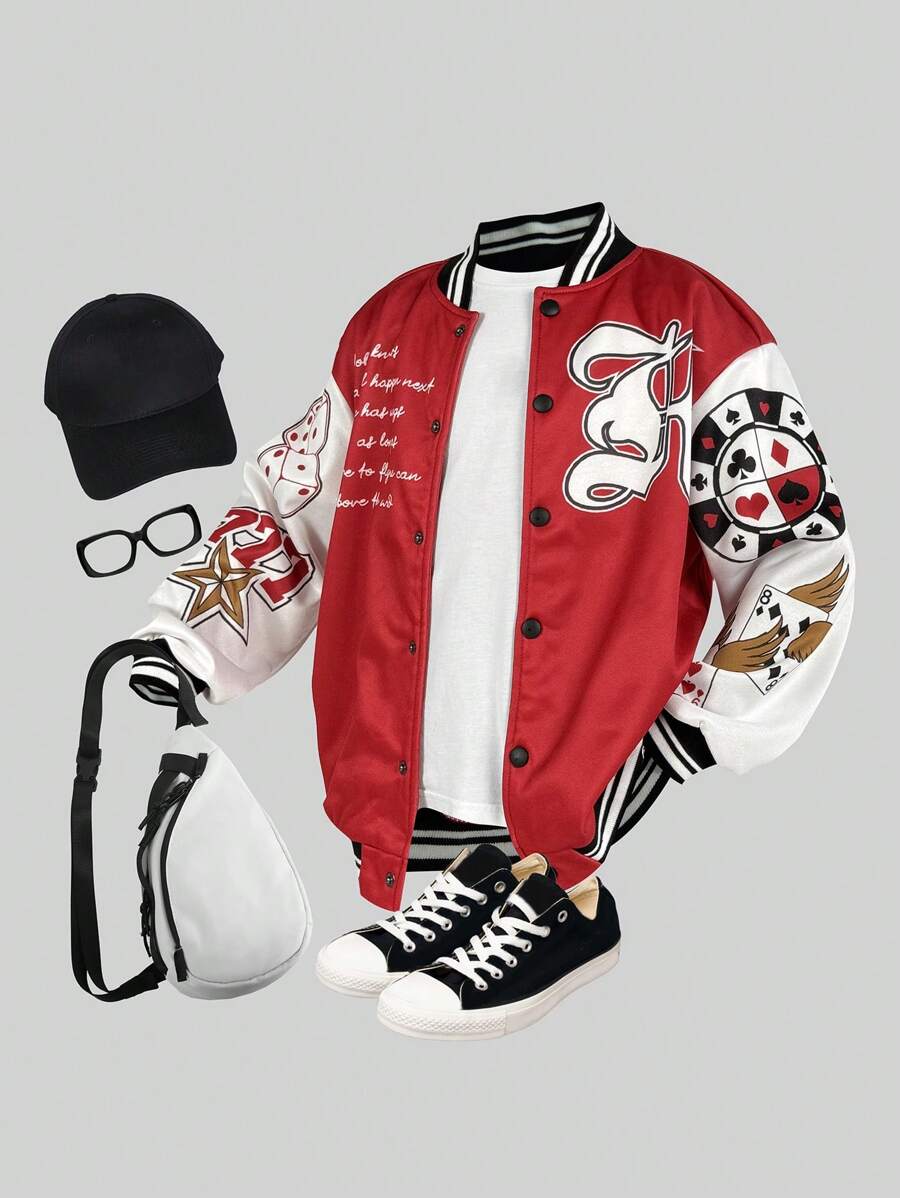 SHEIN Áo khoác dày có khóa kéo có gân dành cho trẻ em/Tween Boys - Nhiều màu - Xem 1