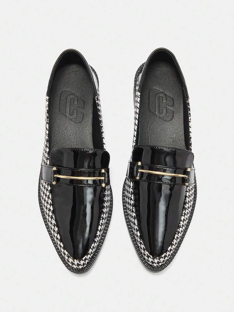 CUCCOO CURVES Wide Fit Wedge Thick Sole Shoes Flat Pointed Toe Solid Black Deep Cut Lace Up British Style Flats, Women