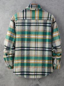Manfinity Homme 1pc Men's Casual Plaid Shacket, For Autumn - Green - View 2