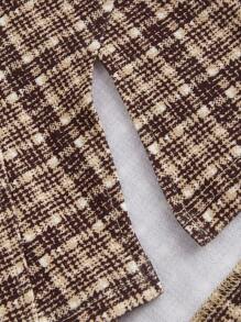 SHEIN MOD Plus Size Plaid Split Hem Patchwork Crop Top Shirt, Elegant For Work Commute - Multicolor - View 3