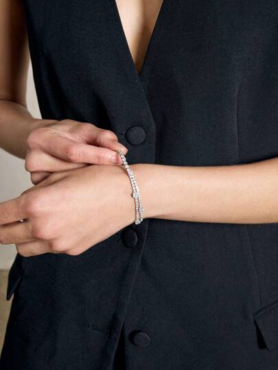 AiiRZ 不对称锆石双层电镀金属手链