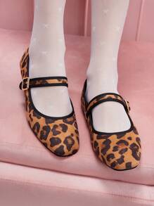 CUCCOO DOLLMOD Bailarinas de mujer con estampado de leopardo, aptas para todas las temporadas y el Año Nuevo - Marrón - Ver 5