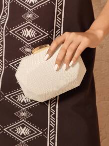 SHEIN VCAY Bolso de mano minimalista de mujer con textura y forma inusual, bolso de noche