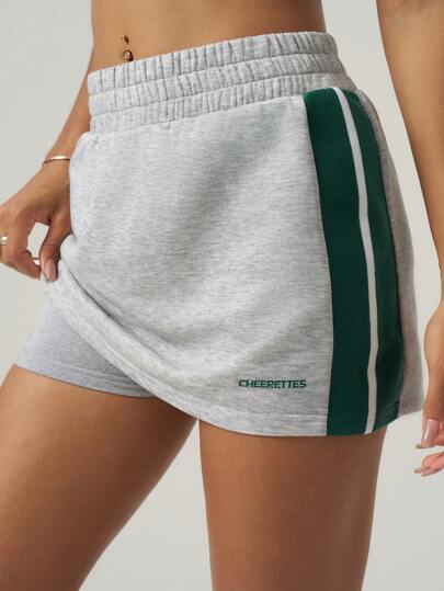 Cheerettes Short-falda con estampado de rayas y cintura elástica, falda deportiva de verano