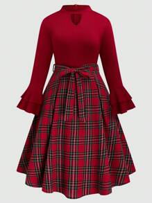 SHEIN Clasi Plus Size Women Woven Floral Elegant Autumn Dress, Christmas Outfit For New Year Clothes Maxi Women Outfit