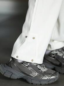 Claim Dot Men's Drawstring Waist Graphic Print Pocket Straight Loose Casual Sweatpants, Going Out Long Baggy Sweatpants, For Husband, Boyfriend Gifts - White - View 6