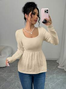 Elenzga 可爱款纯色收腰毛衣，秋冬休闲款