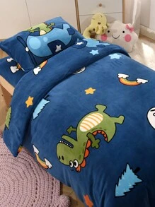 Cartoon Dinosaur Print Soft And Comfortable Baby Bedding Set (Including Pillowcase) Love Valentine - Navy Blue - View 8