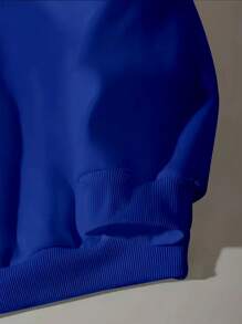INAWLY Women's Letter & Butterfly Print Long Sleeve Zip Collar Hoodie Sweatshirt, Casual Style For Autumn/Winter - Royal Blue - View 5