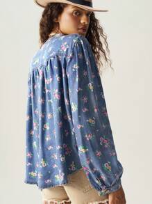 Bohemela Woven Printed Long Sleeve Loose Blouse For Women