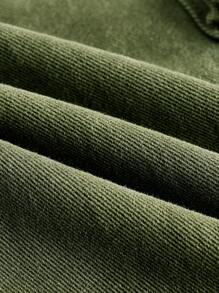 SHEIN ICON Plus Size Solid Color Pockets Casual Loose Fit Jeans - Army Green - View 5