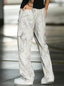 Manfinity Hypemode Men Tie Dye Flap Pocket Drawstring Waist Cargo Pants - Multicolor - View 2