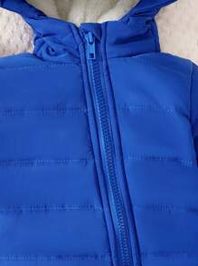 Niemowlęcy chłopięcy zimowy polarowy kombinezon z kapturem i zamkiem błyskawicznym, brązowy