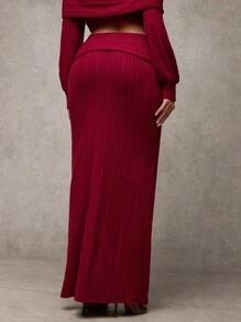 SHEIN BAE 1 pieza Falda larga y elegante de ajuste slim con pliegues en la cintura, de color liso para mujer