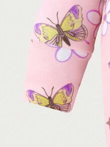 1 bộ đồ liền thân dài tay phía trước có khóa kéo đôi màu hồng nhạt cho bé gái mặc ở nhà - Hồng - Xem 5