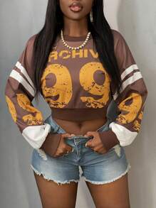 Slaydiva Nueva sudadera informal con estampado de letras para otoño, estilo callejero, adecuada para uso diario, Año Nuevo, Día de San Valentín