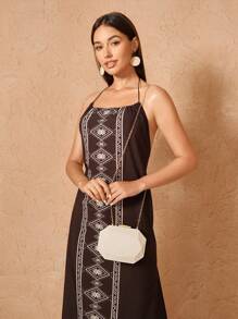 SHEIN VCAY Bolso de mano minimalista de mujer con textura y forma inusual, bolso de noche