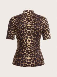 Muchica 多色针织女式立领短袖休闲修身 T 恤 - 彩色 - 查看 7