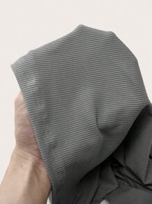 SHEIN BASICS Casual Solid Color V-Neck Long Sleeve Regular Fitted Women T-Shirt - Grey - View 6