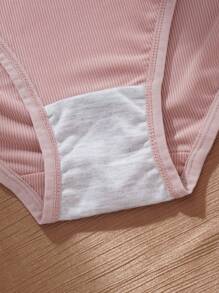 3pcs/Set Plus Size Solid Color Casual Daily Underwear - Multicolor - View 3