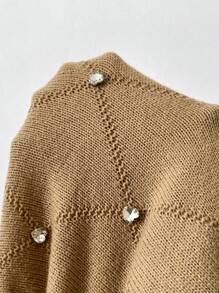 Celure Cárdigan casual con aplicaciones de cristal para mujer de talla grande, para primavera y otoño
