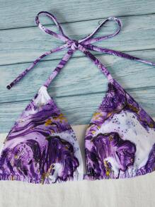 Swim Vcay Marble Print Bikini Summer - Multicolor - View 3
