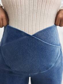 SHEIN Maternity Elastic Skinny Jeans, Blue - Blue - View 7