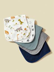 paquete de 5 paños de algodón tipo toalla para eructos de bebé niño, con estampado de dinosaurios, suaves y absorbentes