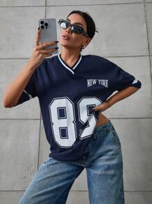 Cottnline Short Sleeve T-Shirt Simple And Stylish - Navy Blue - View 4