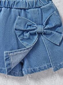 Toddler Girls Denim Skirt & Soft Cotton Sweatshirt Outfit, Casual Comfortable Spring/Autumn - Medium Wash - View 8