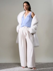 AiiRZ Satin V-Neck Sleeveless Top With Lace Details