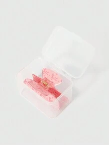 ROMWE Kawaii 1 件粉色蝴蝶结花朵蝴蝶结设计发夹，优雅发夹，适合女士情人节发夹，爪夹，发夹，发夹，发夹，发夹，接发夹 - 彩色 - 查看 3