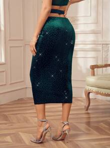 JIAN LASALA Women Green Skirts Party All Over Print,Plain Ruched,Criss Cross,Ripped Summer Outfits For Women Summer Skirts Vacation Outfits Going Out