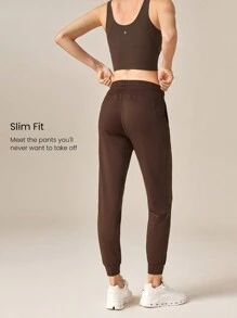 Joggers ajustados con cordón ajustable Cloudknit 2.0 con bolsillos laterales para uso diario casual - Marrón Chocolate - Ver 3