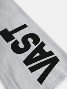 SHEIN Tween Girl 2 件套针织纯色字母印花连帽运动衫和宽松长裤休闲装 - 淺灰色 - 查看 7