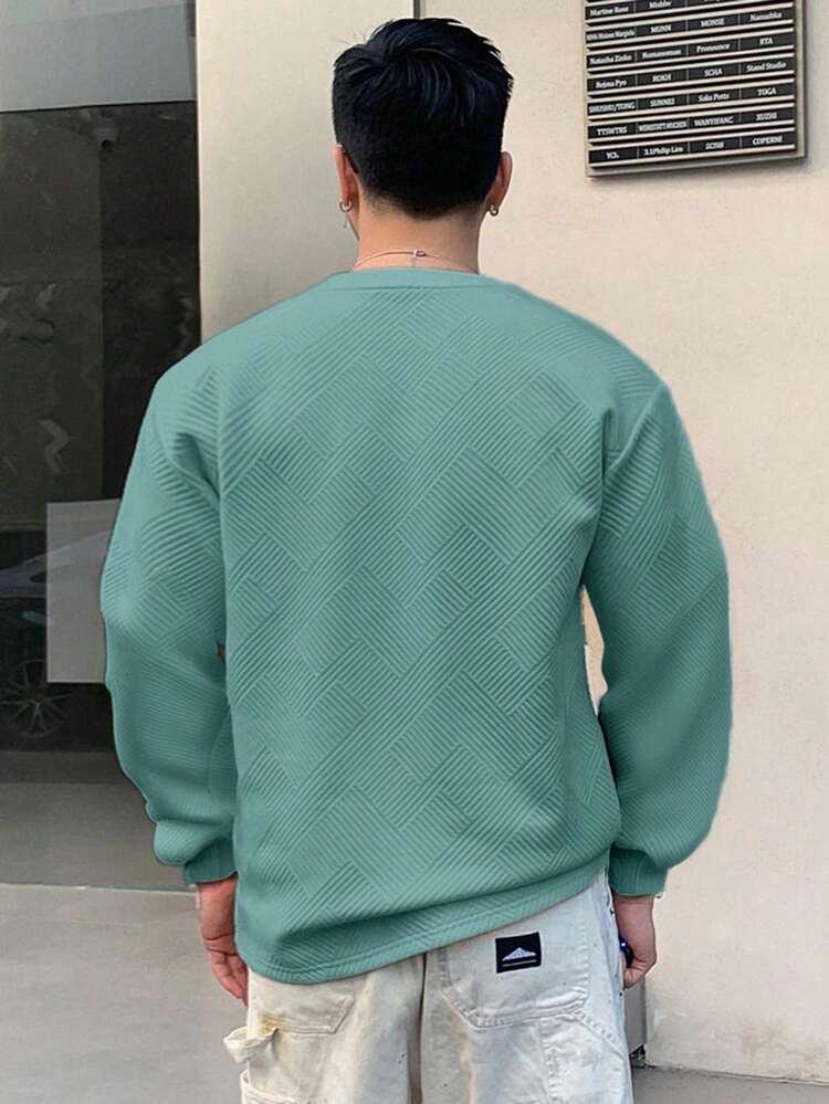 Men's Casual Letter Print Crew Neck Long Sleeve T-Shirt, Autumn/Winter Summer, Fall Easter