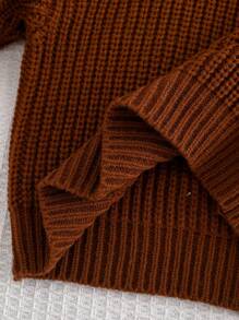 Cozy Pixies 2pcs/Set Baby Boy Embroidered Solid Color Knit Soft Round Neck Long Sleeve Sweater Set