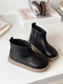 1 đôi bốt cổ ngắn ngoài trời thời trang, đơn giản, đa năng và thoải mái cho trẻ em - màu đen - Xem 4